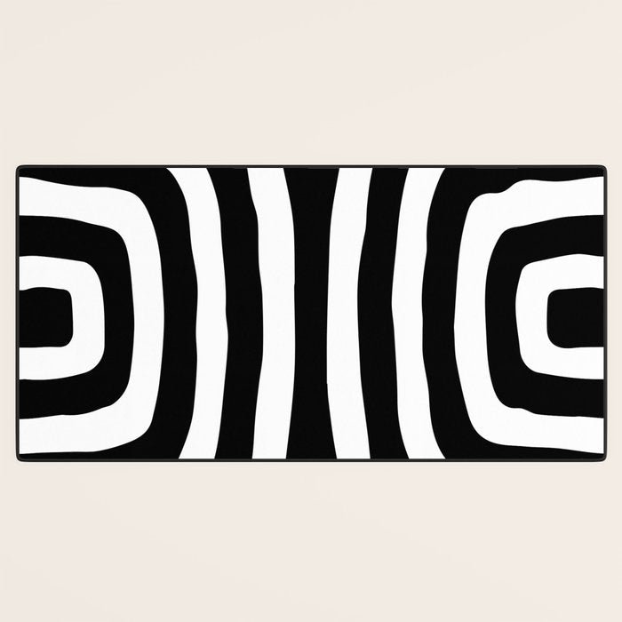 Mid Century Modern Abstract Composition 327 Black and White Desk Mat Gallery Image 3