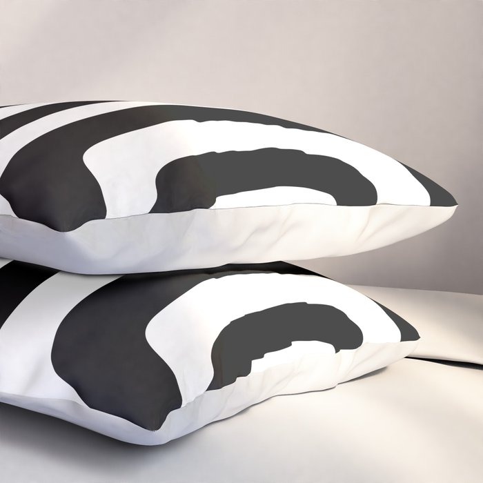 Mid Century Modern Abstract Composition 327 Black and White Pillow Sham Gallery Image 3