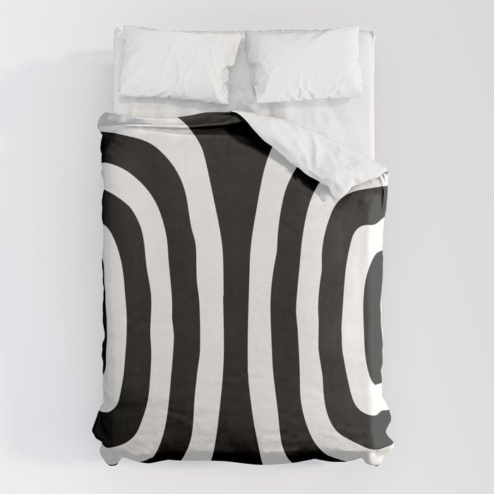 Mid Century Modern Abstract Composition 327 Black and White Duvet Cover Gallery Image 6