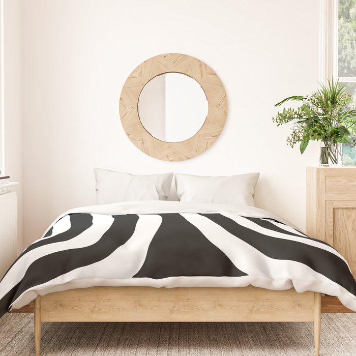 Mid Century Modern Abstract Composition 327 Black and White Duvet Cover Gallery Image 3