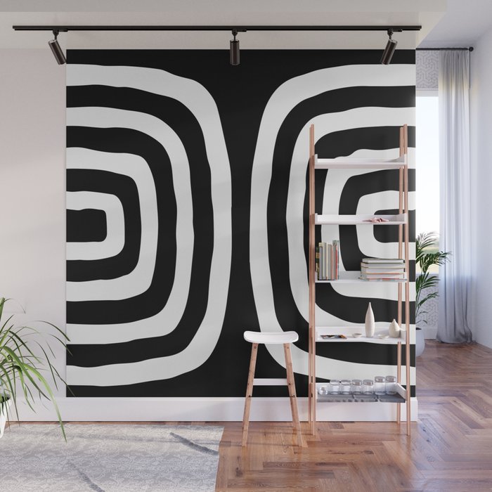 Mid Century Modern Abstract Composition 327 Black and White Wall Mural Gallery Image 1
