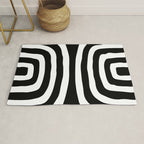Mid Century Modern Abstract Composition 327 Black and White Rug Gallery Image 1