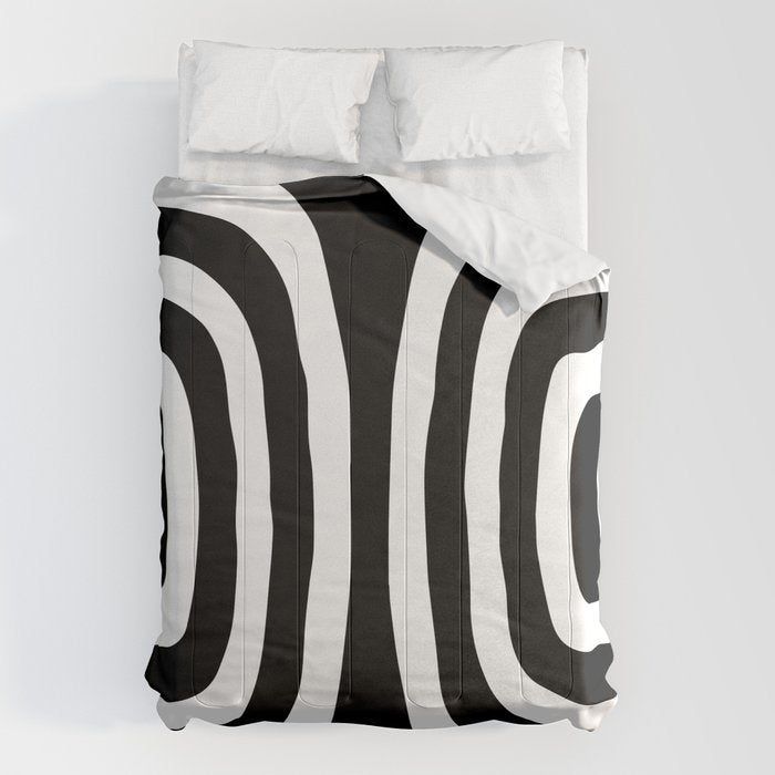 Mid Century Modern Abstract Composition 327 Black and White Comforter Gallery Image 6