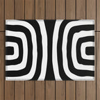 Mid Century Modern Abstract Composition 327 Black and White Outdoor Rug Gallery Image 1