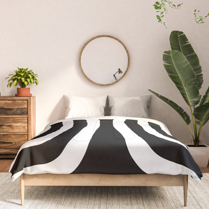 Mid Century Modern Abstract Composition 327 Black and White Comforter Gallery Image 3