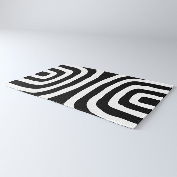 Mid Century Modern Abstract Composition 327 Black and White Rug Gallery Image 3