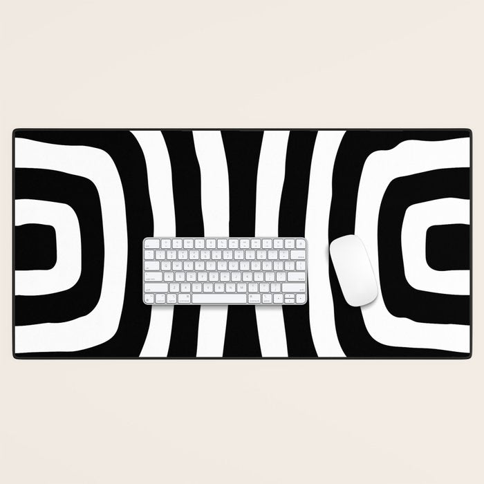 Mid Century Modern Abstract Composition 327 Black and White Desk Mat Gallery Image 1