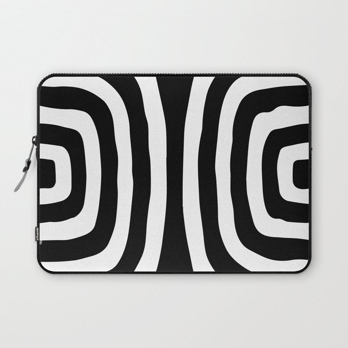 Mid Century Modern Abstract Composition 327 Black and White Laptop Sleeve Gallery Image 1