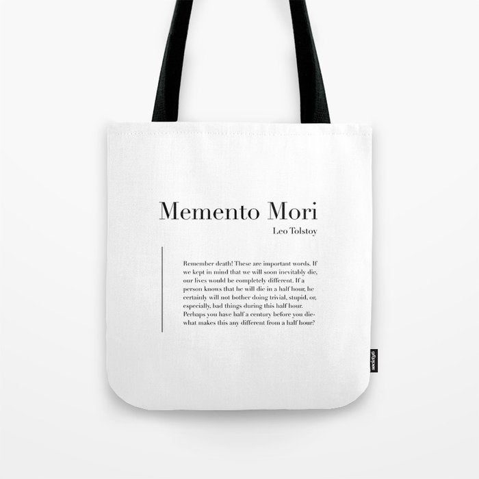 Memento Mori Quote by Leo Tolstoy Tote Bag Gallery Image 1