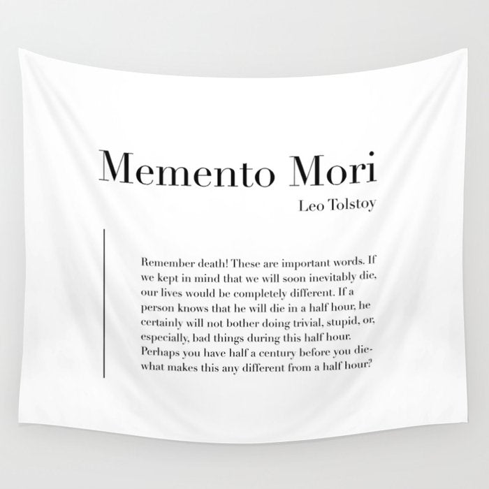 Memento Mori Quote by Leo Tolstoy Wall Tapestry Gallery Image 4