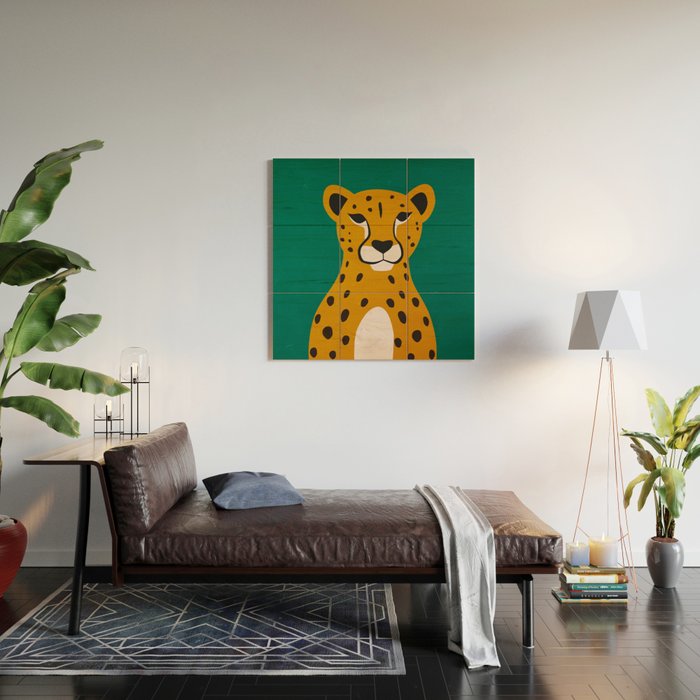 The Stare: Marigold Cheetah Wood Wall Art Gallery Image 2