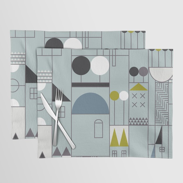 City life blocks blue teal Placemat Gallery Image 1
