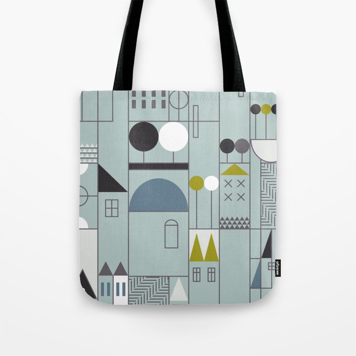 City life blocks blue teal Tote Bag Gallery Image 1