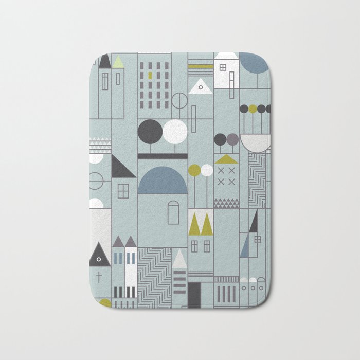 City life blocks blue teal Bath Mat Gallery Image 1