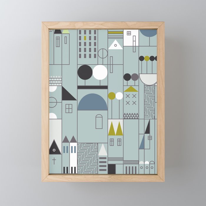City life blocks blue teal Mini Art Print Gallery Image 1