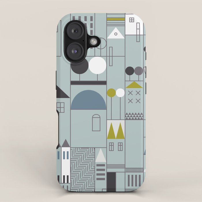 City life blocks blue teal iPhone Case Gallery Image 1