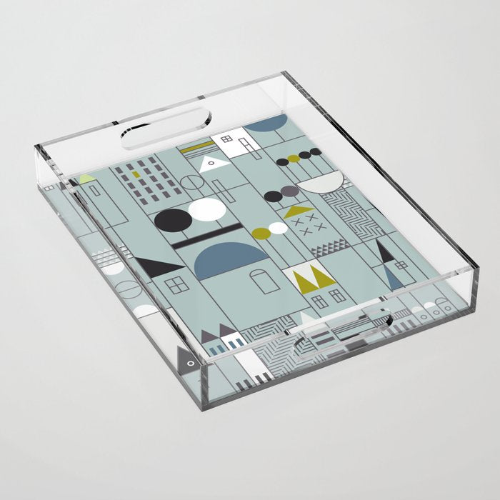 City life blocks blue teal Acrylic Tray Gallery Image 1