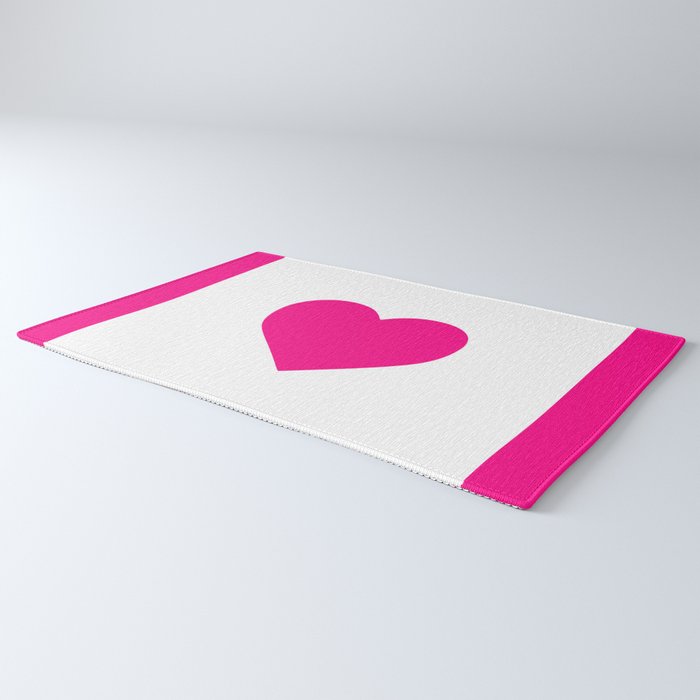 Preppy Heart Hot Pink and White  Rug Gallery Image 3