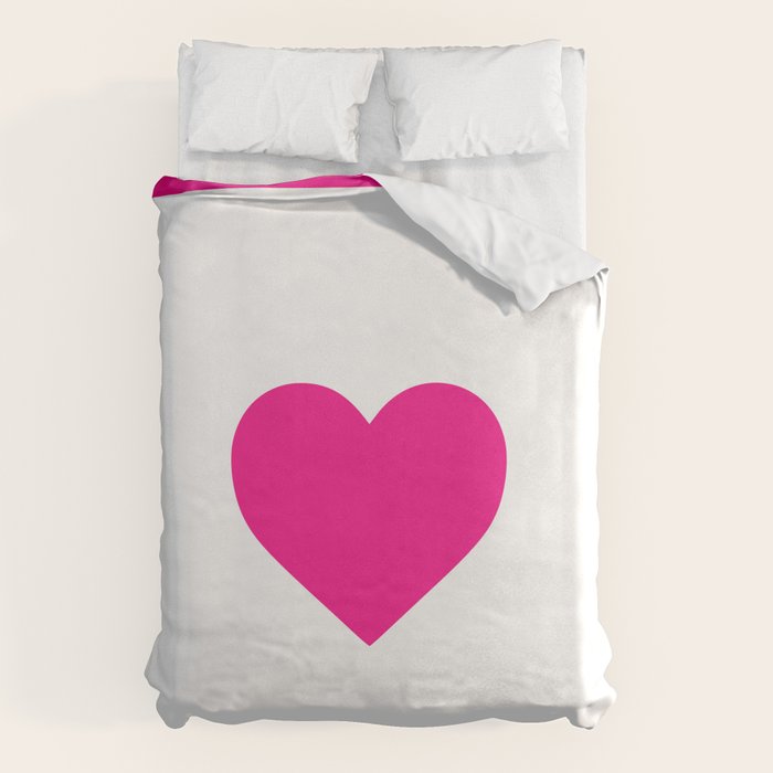 Preppy Heart Hot Pink and White  Duvet Cover Gallery Image 1