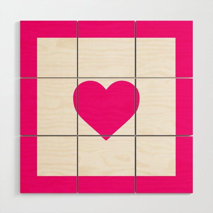 Preppy Heart Hot Pink and White  Wood Wall Art Gallery Image 1
