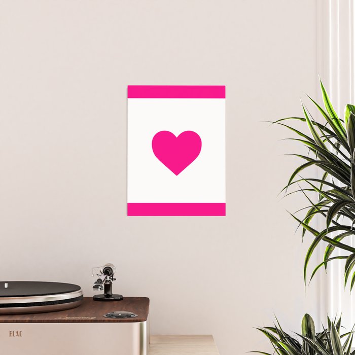 Preppy Heart Hot Pink and White  Poster Gallery Image 2