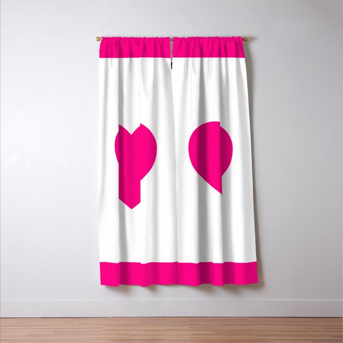 Preppy Heart Hot Pink and White  Window Curtain Gallery Image 3