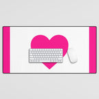 Preppy Heart Hot Pink and White  Desk Mat Gallery Image 1