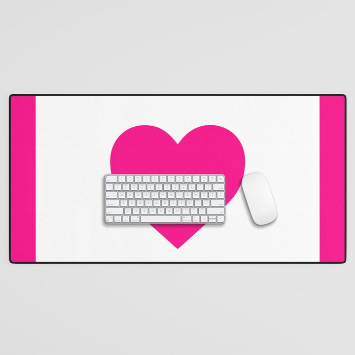 Preppy Heart Hot Pink and White  Desk Mat Gallery Image 1