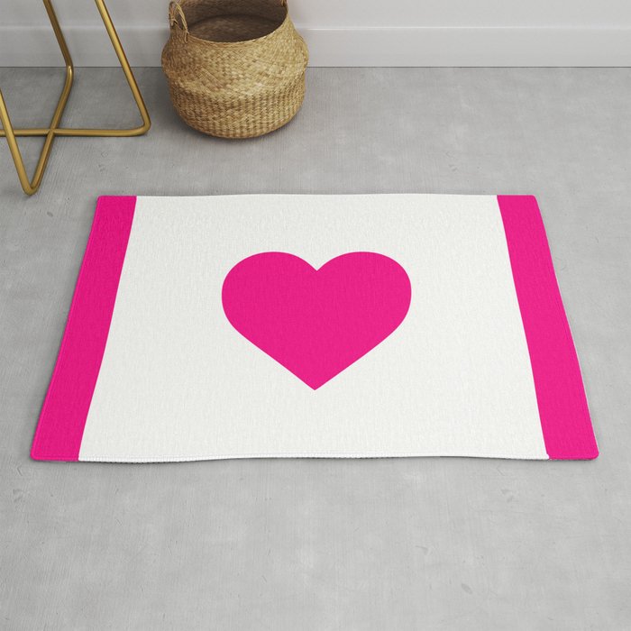 Preppy Heart Hot Pink and White  Rug Gallery Image 1