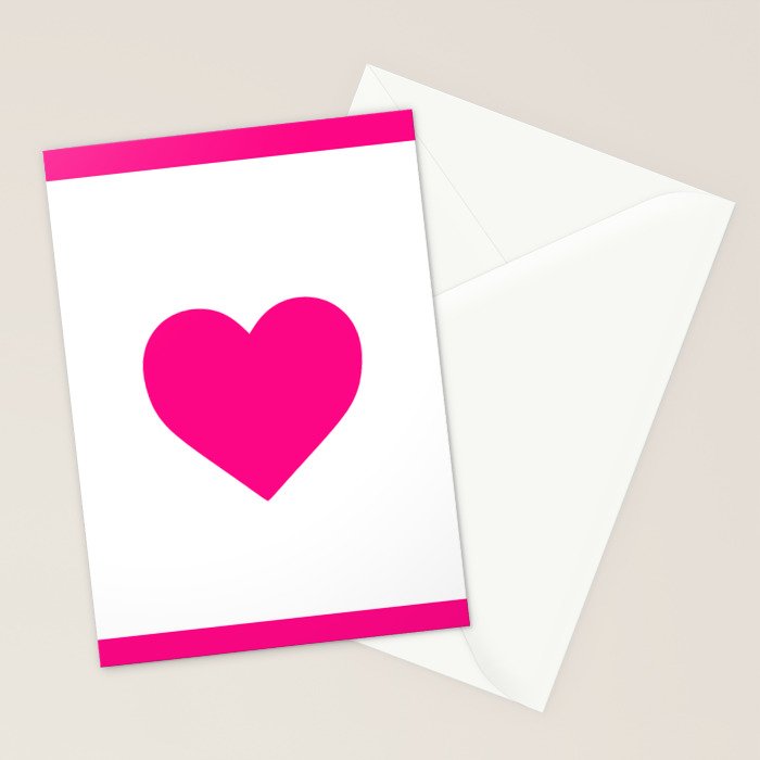 Preppy Heart Hot Pink and White  Stationery Card Gallery Image 2