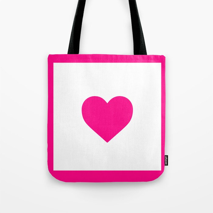 Preppy Heart Hot Pink and White  Tote Bag Gallery Image 1