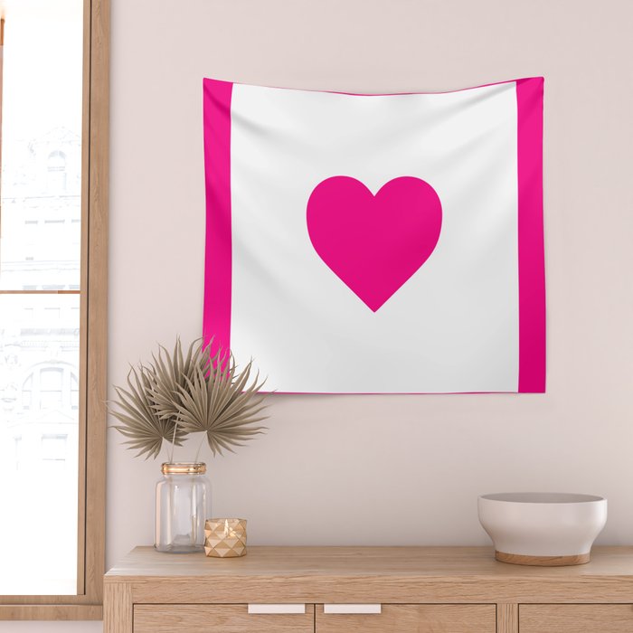 Preppy Heart Hot Pink and White  Wall Tapestry Gallery Image 2