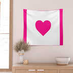 Preppy Heart Hot Pink and White  Wall Tapestry Gallery Image 2