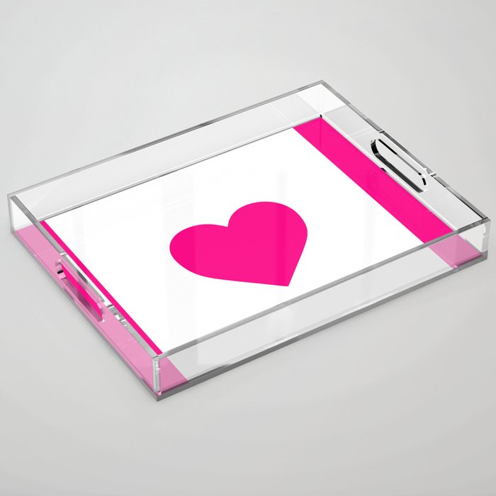 Preppy Heart Hot Pink and White  Acrylic Tray Gallery Image 1