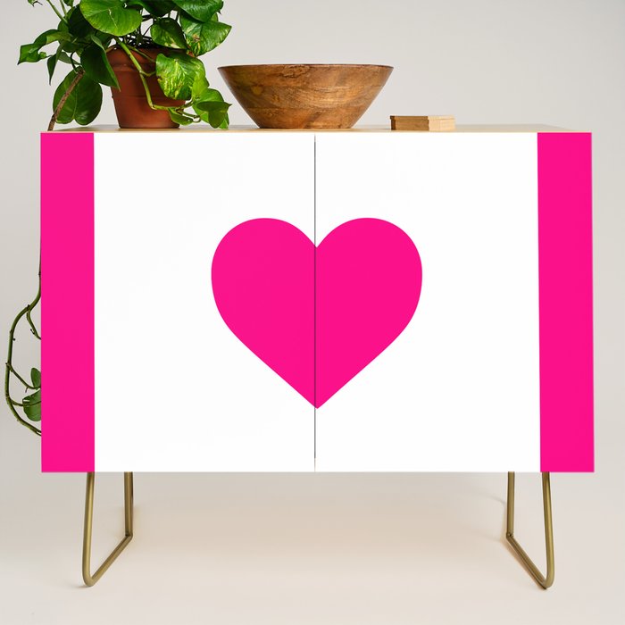Preppy Heart Hot Pink and White  Credenza Gallery Image 1