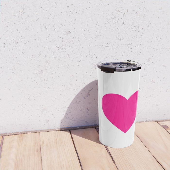 Preppy Heart Hot Pink and White  Travel Mug Gallery Image 4