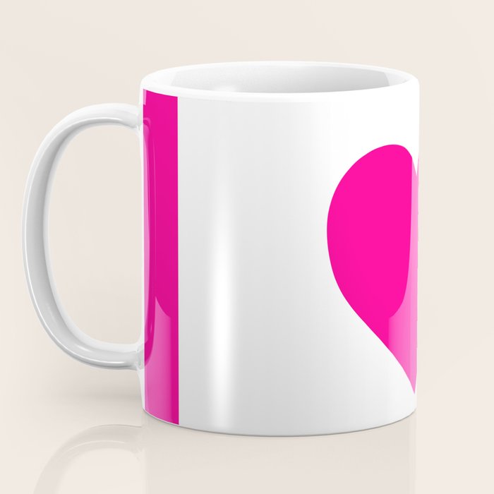 Preppy Heart Hot Pink and White  Coffee Mug Gallery Image 3