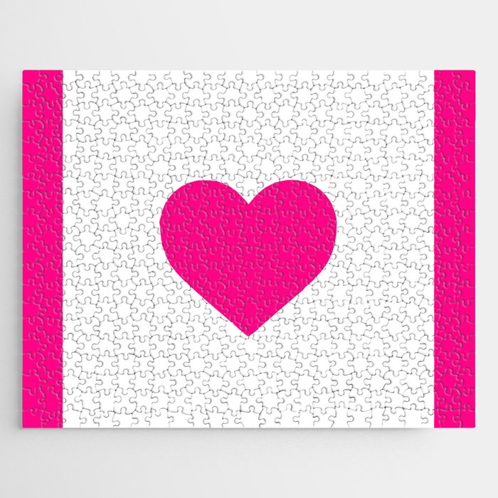 Preppy Heart Hot Pink and White  Jigsaw Puzzle Gallery Image 1
