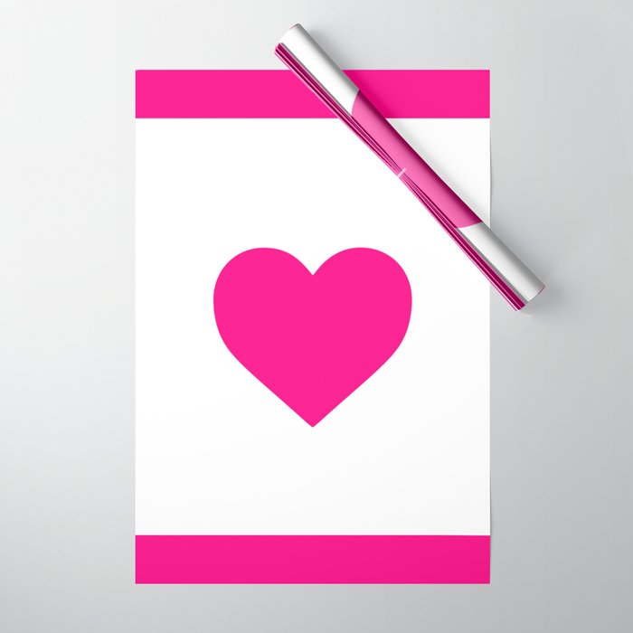 Preppy Heart Hot Pink and White  Wrapping Paper Gallery Image 1