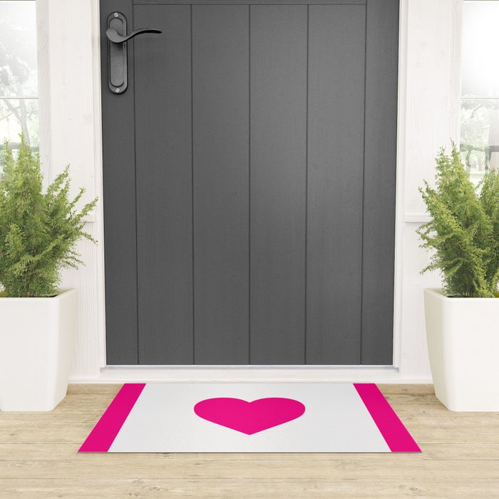 Preppy Heart Hot Pink and White  Welcome Mat Gallery Image 3