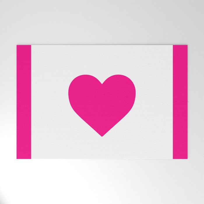 Preppy Heart Hot Pink and White  Welcome Mat Gallery Image 1