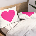 Preppy Heart Hot Pink and White  Pillow Sham Gallery Image 2