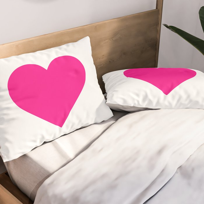 Preppy Heart Hot Pink and White  Pillow Sham Gallery Image 2
