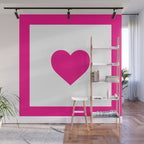 Preppy Heart Hot Pink and White  Wall Mural Gallery Image 1