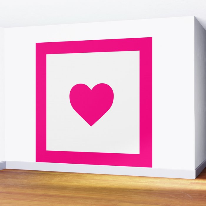 Preppy Heart Hot Pink and White  Wall Mural Gallery Image 2