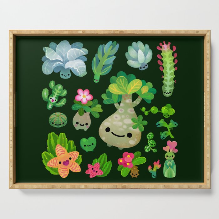 Baby succulent 4 - dark Serving Tray Gallery Image 1