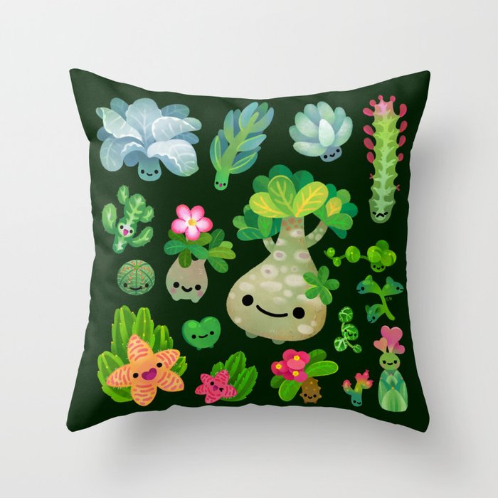 Baby succulent 4 - dark Throw Pillow Gallery Image 1