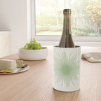 Sun - Mid Century Modern Minimalist Sun and Sun Rays in Light Sage Green & Cream Wine Chiller Gallery Image 4