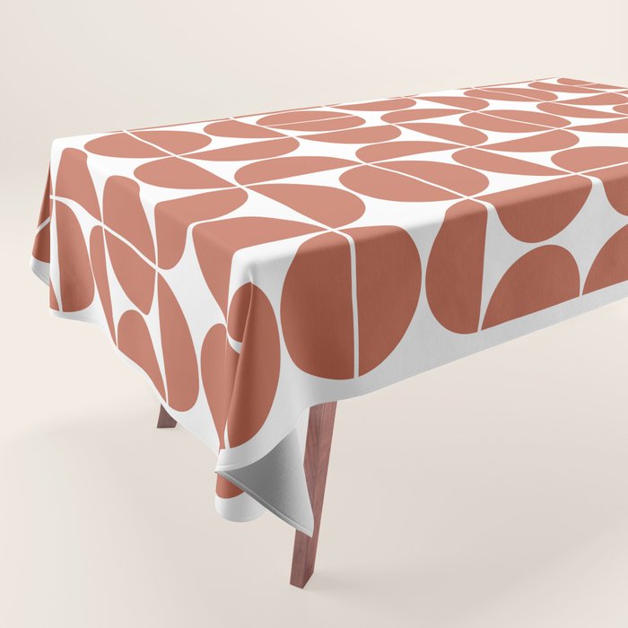 Mid Century Modern Geometric 04 Terracotta Tablecloth Gallery Image 1