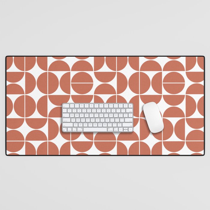 Mid Century Modern Geometric 04 Terracotta Desk Mat Gallery Image 1